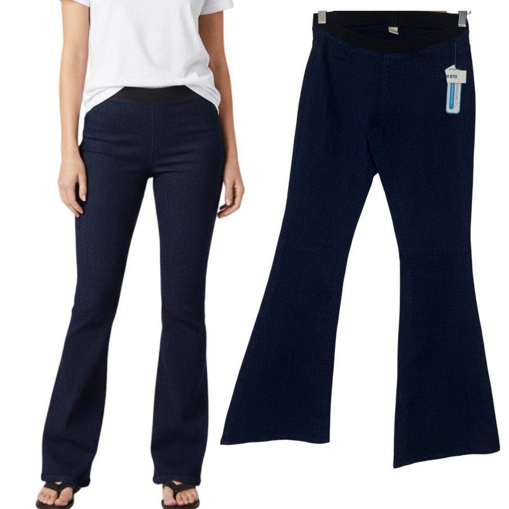 Old Navy Flare Leggings Dark Wash Pull On Comfort Stretch Waist Jeans Women Sz 0